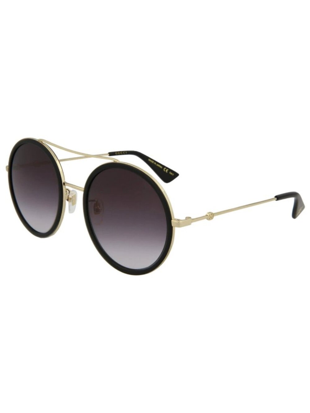 New Gucci Women's Sunglasses Round Oval Metal Frame Black Gold Grey